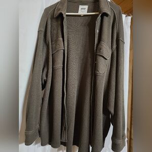 Aeropostale Olive Green Waffle Knit Shirt